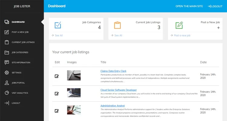 job site templates bootstrap